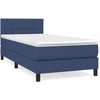 Image de vidaXL Lit boxspring avec matelas bleu 100x200 cm Tissu