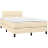 Image de vidaXL Lit Boxspring avec matelas Crème 120x200 cm Tissu