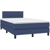 Image de vidaXL Lit boxspring avec matelas bleu 120x200 cm Tissu
