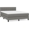 Image de vidaXL Lit boxspring avec matelas gris foncé 140x190 cm Tissu