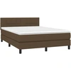 Image de vidaXL Lit boxspring avec matelas brun foncé 140x190 cm Tissu