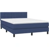 Image de vidaXL Lit boxspring avec matelas bleu 140x190 cm Tissu