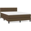 Image de vidaXL Lit boxspring avec matelas Marron foncé 140x200 cm Tissu
