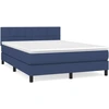 Image de vidaXL Lit boxspring avec matelas bleu 140x200 cm Tissu
