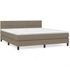 Image de vidaXL Lit boxspring avec matelas Taupe 180x200 cm Tissu
