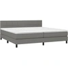 Image de vidaXL Lit boxspring avec matelas gris foncé 200x200 cm Tissu