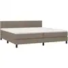 Image de vidaXL Lit boxspring avec matelas Taupe 200x200 cm Tissu