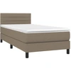 Image de vidaXL Lit boxspring avec matelas Taupe 90x190 cm Tissu
