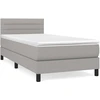 Image de vidaXL Lit boxspring avec matelas gris clair 100x200 cm Tissu