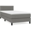Image de vidaXL Lit boxspring avec matelas gris foncé 100x200 cm Tissu