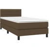Image de vidaXL Lit boxspring avec matelas brun foncé 100x200 cm Tissu