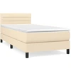 Image de vidaXL Lit boxspring avec matelas Crème 100x200 cm Tissu