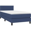 Image de vidaXL Lit boxspring avec matelas bleu 100x200 cm Tissu