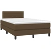Image de vidaXL Lit boxspring avec matelas brun foncé 120x200 cm Tissu