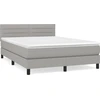 Image de vidaXL Lit boxspring avec matelas gris clair 140x190 cm Tissu