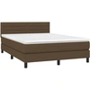 Image de vidaXL Lit boxspring avec matelas brun foncé 140x190 cm Tissu