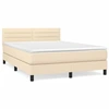 Image de vidaXL Lit boxspring avec matelas Crème 140x190 cm Tissu
