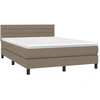 Image de vidaXL Lit boxspring avec matelas Taupe 140x200 cm Tissu