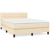 Image de vidaXL Lit boxspring avec matelas Crème 140x200 cm Tissu