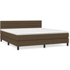 Image de vidaXL Lit boxspring avec matelas brun foncé 180x200 cm Tissu