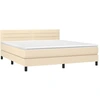 Image de vidaXL Lit boxspring avec matelas Crème 180x200 cm Tissu