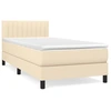 Image de vidaXL Lit boxspring avec matelas Crème 80x200 cm Tissu