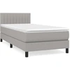 Image de vidaXL Lit boxspring avec matelas gris clair 90x190 cm Tissu