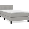 Image de vidaXL Lit boxspring avec matelas gris clair 90x200 cm Tissu
