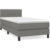 Image de vidaXL Lit boxspring avec matelas gris foncé 90x200 cm Tissu
