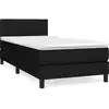 Image de vidaXL Lit boxspring avec matelas noir 90x200 cm Tissu