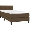 Image de vidaXL Lit boxspring avec matelas brun foncé 100x200 cm Tissu