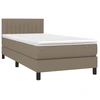 Image de vidaXL Lit boxspring avec matelas Taupe 100x200 cm Tissu