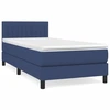 Image de vidaXL Lit boxspring avec matelas bleu 100x200 cm Tissu