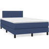 Image de vidaXL Lit boxspring avec matelas bleu 120x200 cm Tissu