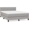 Image de vidaXL Lit boxspring avec matelas gris clair 140x190 cm Tissu