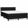 Image de vidaXL Lit boxspring avec matelas noir 140x190 cm Tissu