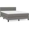 Image de vidaXL Lit boxspring avec matelas gris foncé 140x200 cm Tissu