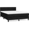 Image de vidaXL Lit boxspring avec matelas noir 140x200 cm Tissu
