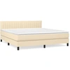 Image de vidaXL Lit boxspring avec matelas Crème 160x200 cm Tissu
