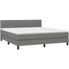 Image de vidaXL Lit boxspring avec matelas gris foncé 180x200 cm Tissu