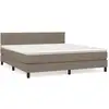 Image de vidaXL Lit boxspring avec matelas Taupe 180x200 cm Tissu