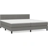 Image de vidaXL Lit boxspring avec matelas gris foncé 200x200 cm Tissu