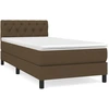 Image de vidaXL Lit boxspring avec matelas brun foncé 80x200 cm Tissu