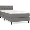 Image de vidaXL Lit boxspring avec matelas gris foncé 90x190 cm Tissu