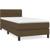 Image de vidaXL Lit boxspring avec matelas brun foncé 90x190 cm Tissu