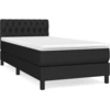 Image de vidaXL Lit boxspring avec matelas noir 90x200 cm Tissu