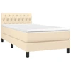 Image de vidaXL Lit boxspring avec matelas Crème 90x200 cm Tissu