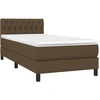 Image de vidaXL Lit boxspring avec matelas brun foncé 100x200 cm Tissu