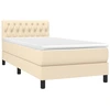 Image de vidaXL Lit boxspring avec matelas Crème 100x200 cm Tissu