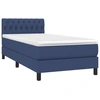 Image de vidaXL Lit boxspring avec matelas bleu 100x200 cm Tissu